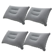 4 Pcs Grey Ultralight Inflatable Pillow Small Squared Flocked Fabric Air Pillow for Hiking,Camping,Traveling,Napping,Desk Rest,Neck &Lumbar Support