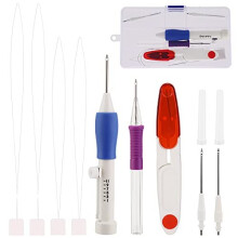 DIY Magic Embroidery Pen Knitting Stitching Tool kit,Adjustable Punch Needles Threaders Set with Storage Box for Embroidery Floss Cross Stitching