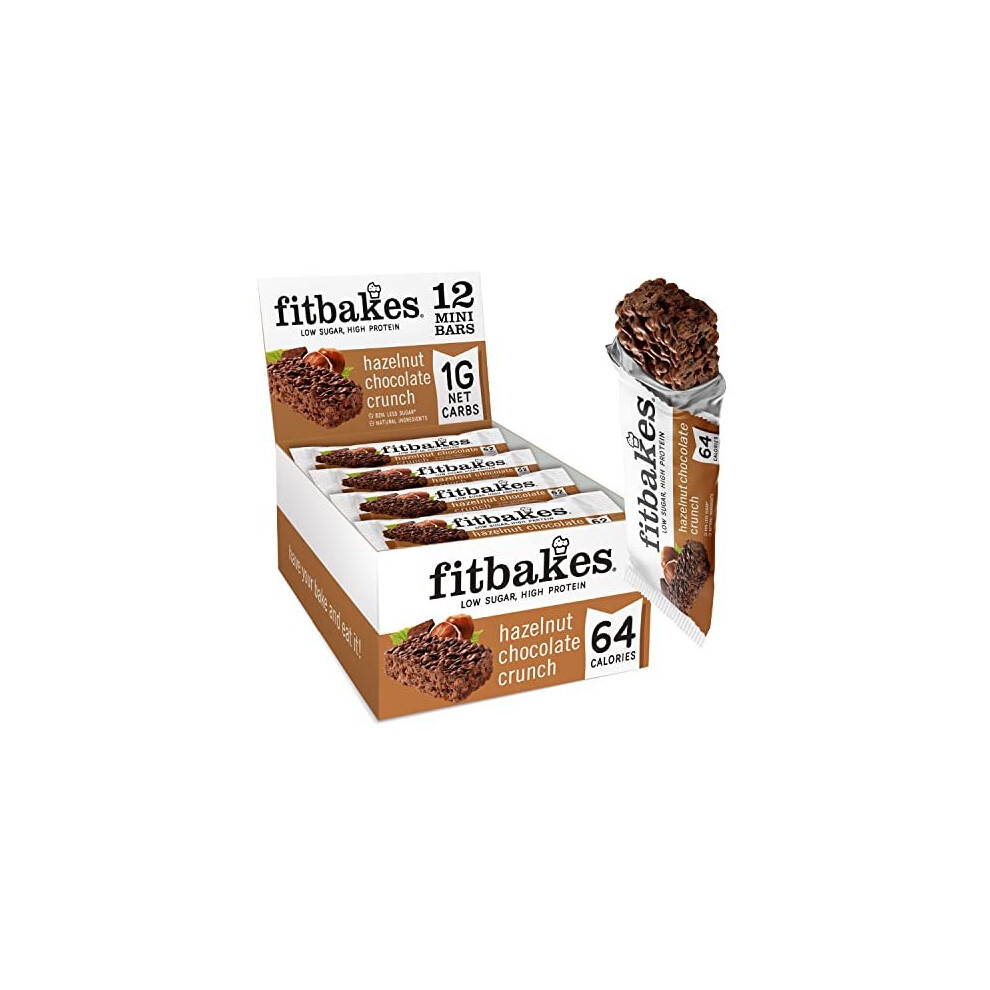 Fitbakes : 64 Calories Mini Hazelnut Chocolate Bars (12x19g) Diabetic Chocolate Keto Snack, 1 Net Carb, Low Carb Snack, Healthy Low Calorie Snack,