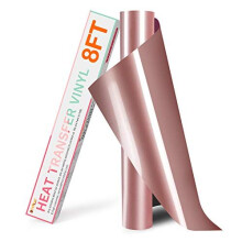 Heat Transfer Vinyl - 12In x 8Ft HTV Vinyl Roll, Iron on Vinyl Roll for Cricut & Cameo - Easy to Cut & Weed for Heat Vinyl Design(Rose Gold)