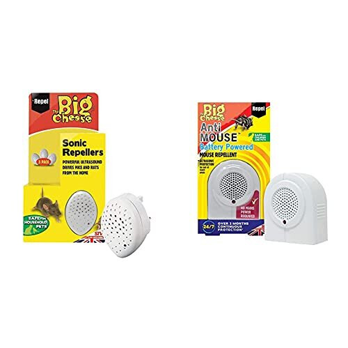 Humane Sonic Rodent Deterrent Battery Powered and Sonic Mouse Deterrent Plug In (3 Pack