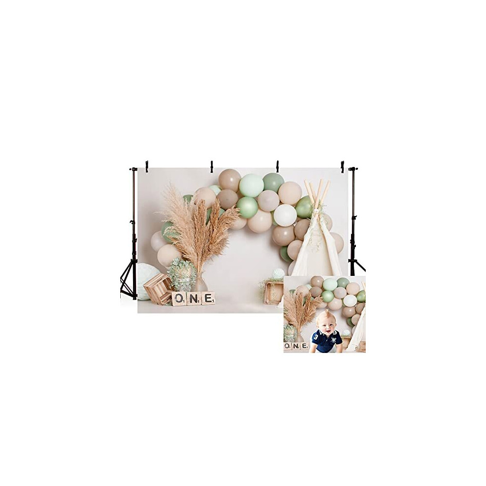 7x5ft Boho Theme Boy 1st Birthday Photography Background Bohemian Style Tent Balloon Kids Party Banner Photo Booth Studio Decoration Newborn Portrait 