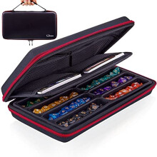 Dice Storage Case Dice Organiser Holder Removable Slotted Tray with Handle for Dungeons & Dragons and Other RPG Table Games, Holds Up to 8 Sets of