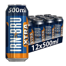 XTRA 12 Big Can Fizzy Drinks 500ml Multipack Big Cans, XTRA Taste No Sugar, 12 Pack