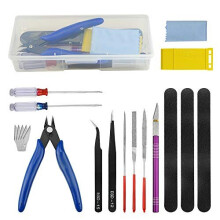 19PCS Modeler Basic Tools Craft Set Gundam Model Tools Kit with Plastic Box for Model Assemble Car Hobby Model Building Repairing and Fixing DIY Craft