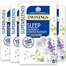 Superblends Sleep Tea - Valerian Root & Orange Blossom Herbal Tea Infusion with Passionflower & Lavender - Sleep Tea, 80 Biodegradable Tea Bags