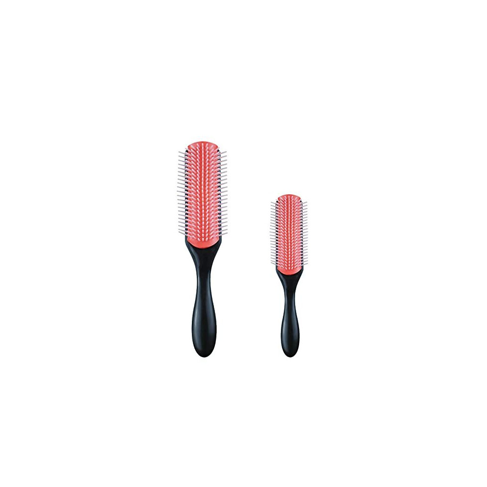 Vegcoo 2 Pcs Hair Brushes For Curly Hair, 9-Row Cushion Brush Nylon Bristle With Anti-Static Rubber Pad, Styling Hairbrush Tools For Blow Drying Hair
