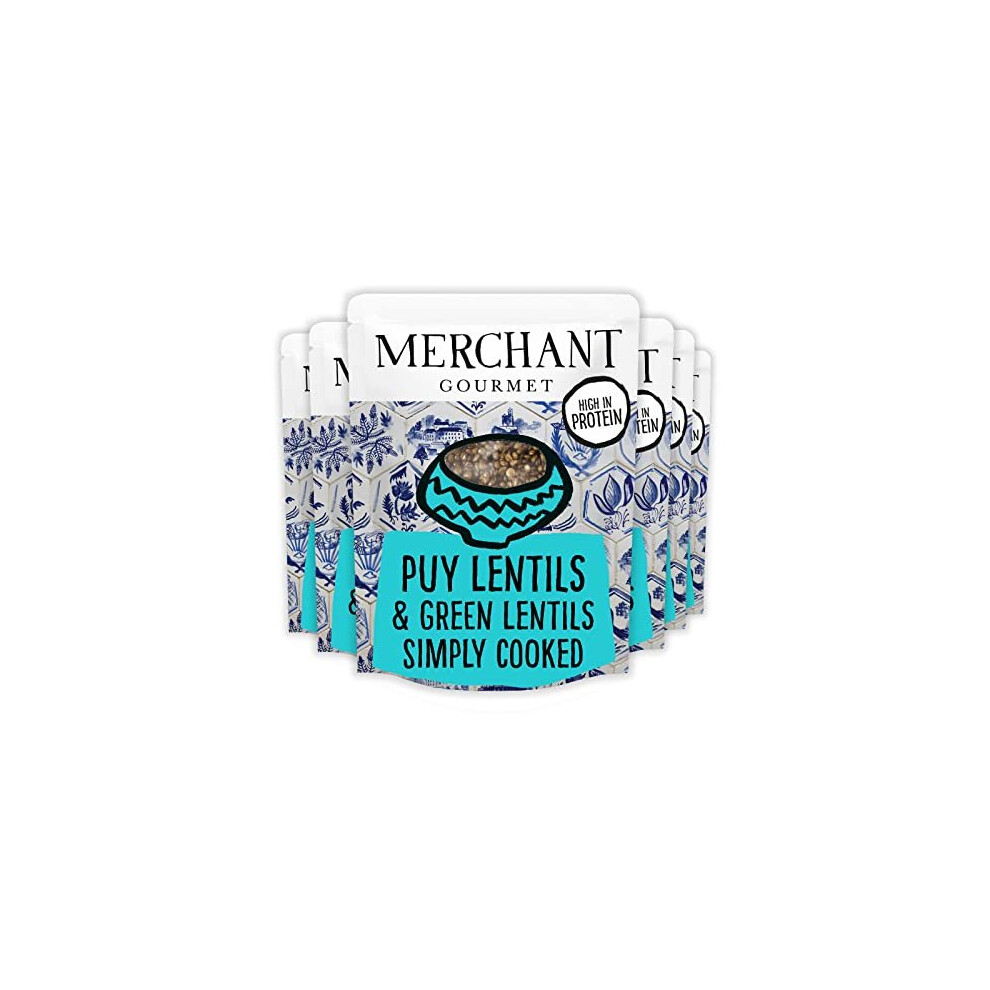 Merchant Gourmet New Puy Lentils Cooked - Pack Of 6 X 250 G Pouches (Ready-To-Eat & Vegan)