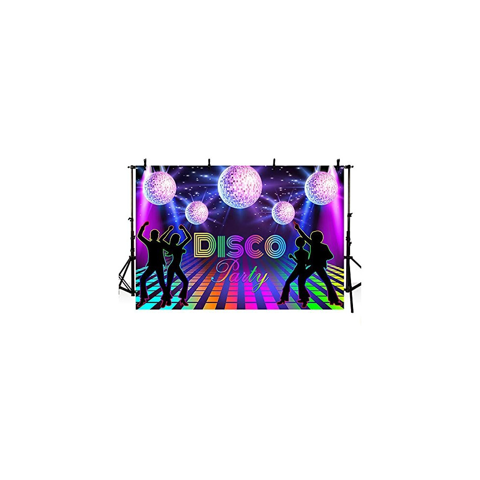7x5ft The 80s Disco Party Backdrop for Hip Hop Rock Music Retro Flash Stage Background Photography Adult Birthday Colorful House Wall Event Banner 