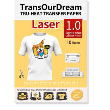 Tru-Transfer Paper for Laser Printer 10 Sheets A4 Iron on Transfers for Cotton Heat Transfer Paper for Light Fabric White T-Shirt Easy to Use DIY New