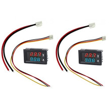2 Packs DC 0-100V 10A mini digital voltmeter ammeter for car electric motorcycle battery voltage volt ampere current monitor gauge meter, blue red