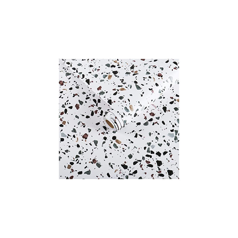 Blue Terrazzo Matte Wallpaper Peel and Stick Contact Paper Vinyl Sticky Back Plastic for Countertops Waterproof Self Adhesive Removable Cabinets