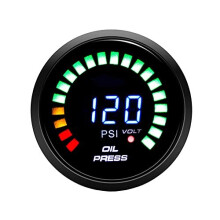 Universal Car Vehicle 2inch 52mm Smoke Tint Len Digital Oil Press Pressure Gauge Meter Kit 20 LED Light Display Racing Gauge