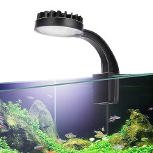 Full Spectrum Aquarium Light, Small Clip Light for Fish Tank with 2 Blue 10 White LED, 5W Brightness, for 3-5mm Thick (Black)