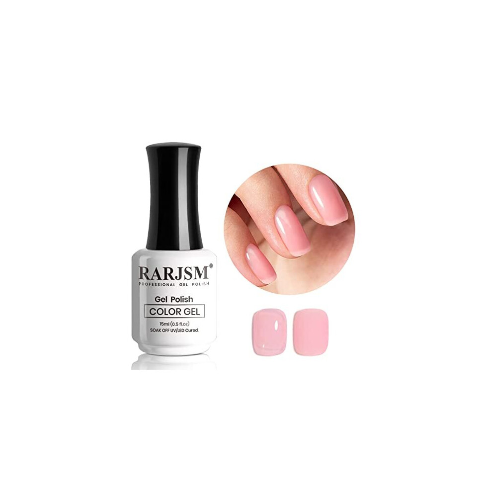 Rarjsm Pink,Cream Translucent Pink Gel Nail Polish Led Uv Gel Soak Off Clear Sheer Pink French Manicure Nude Pink Jelly Nail Gel Polish Varnish Curing Requires 1Pcs