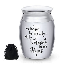 Small Urns for Ashes Mini Cremation Urn Memorial Keepsake Ashe Urn Stainless Steel Metal Funeral Urn for Pet or Human Ash No Longer By My Side, But
