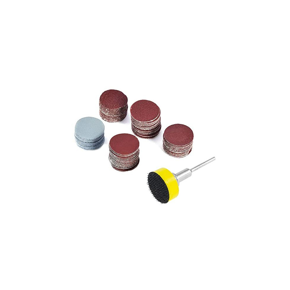 100pcs 1-Inch/ 25mm Sanding Discs Pads Sander Disk Kit with 1/8” Shank Abrasive Polish Pad Plate 100/180/ 240/1500/ 3000 Grit Paper for Drill