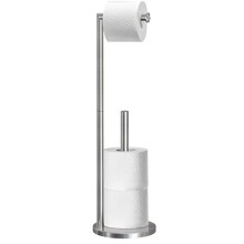 Free Standing Bathroom Extra Toilet Paper Holder Stand for 3-4 Jumbo Rolls, Stainless Steel Rustproof Spare Tissue Paper Roll Dispenser Storage with