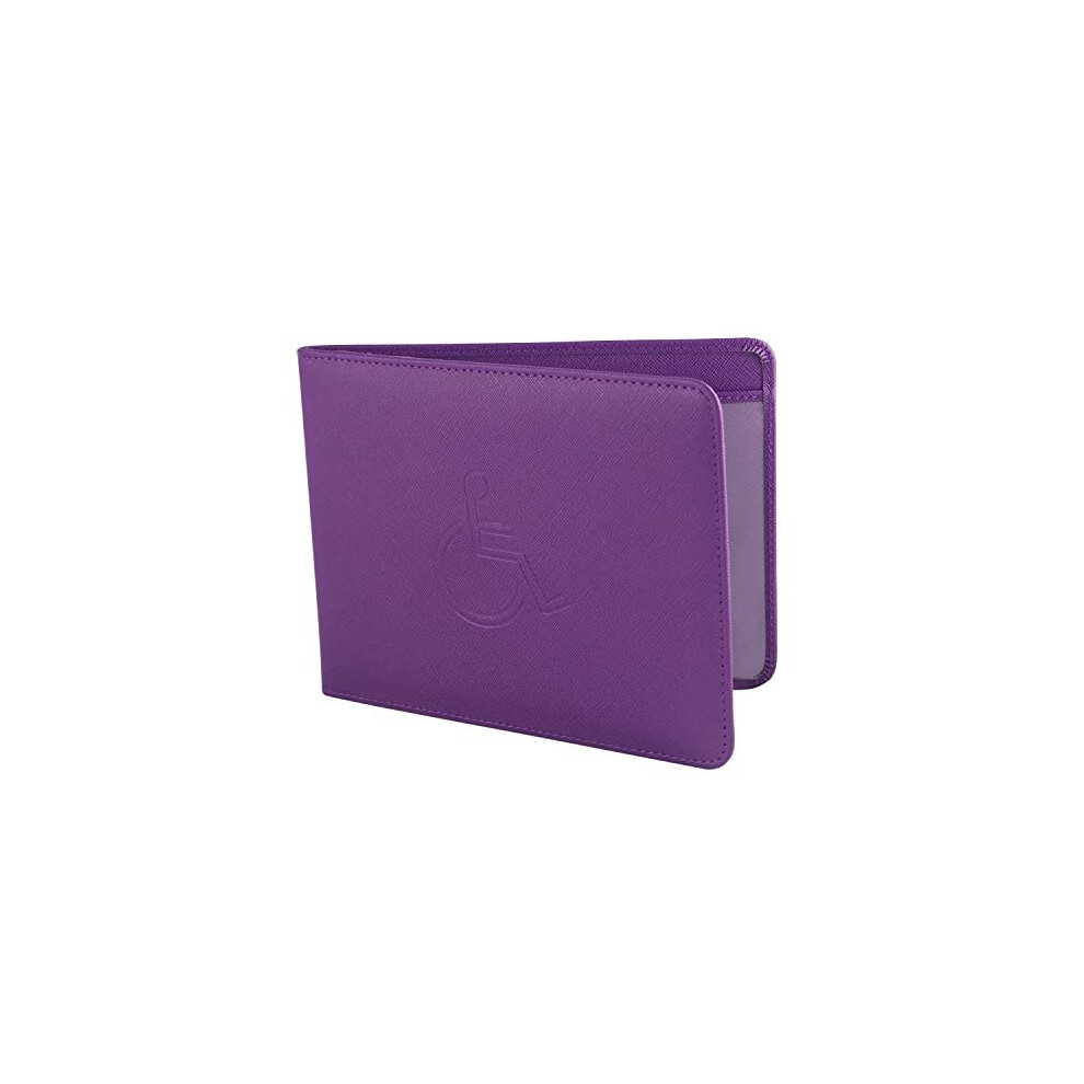 Disabled Badge And Timer Holder, Pu Leather Badge Wallet Protector Disabled Parking Permit Cover Holder Hologram-Safe (Purple) Blue/Purple 5011145529580