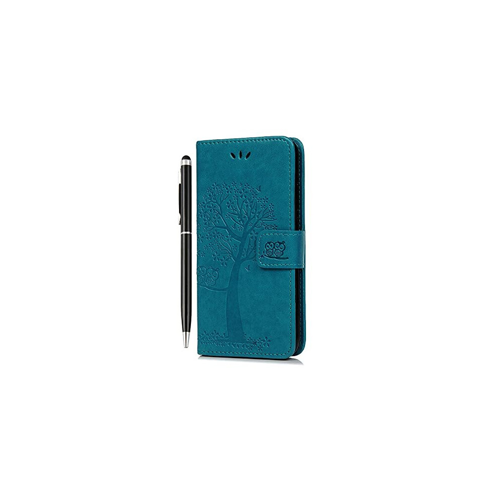 Google Pixel 6A Case Flip Premium Wallet Phone Case Shockproof PU Leather Owl Tree Embossed Magnet Cover for Google Pixel 6A with Kickstand Card