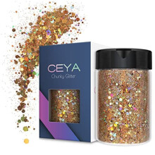 Holographic Chunky Glitter, 3.5oz/ 100g Diamond Gold Craft Glitter Powder Mixed Fine Flakes Iridescent Nail Sequins for Nail Art, Hair, Epoxy Resin,