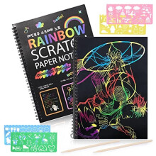 Scratch Paper Art Set for 4-15 Years Old Girls Gifts, Black Scratch it Off Paper Crafts Notes Magic Drawing Boards for Teenager Girls Gift Christmas
