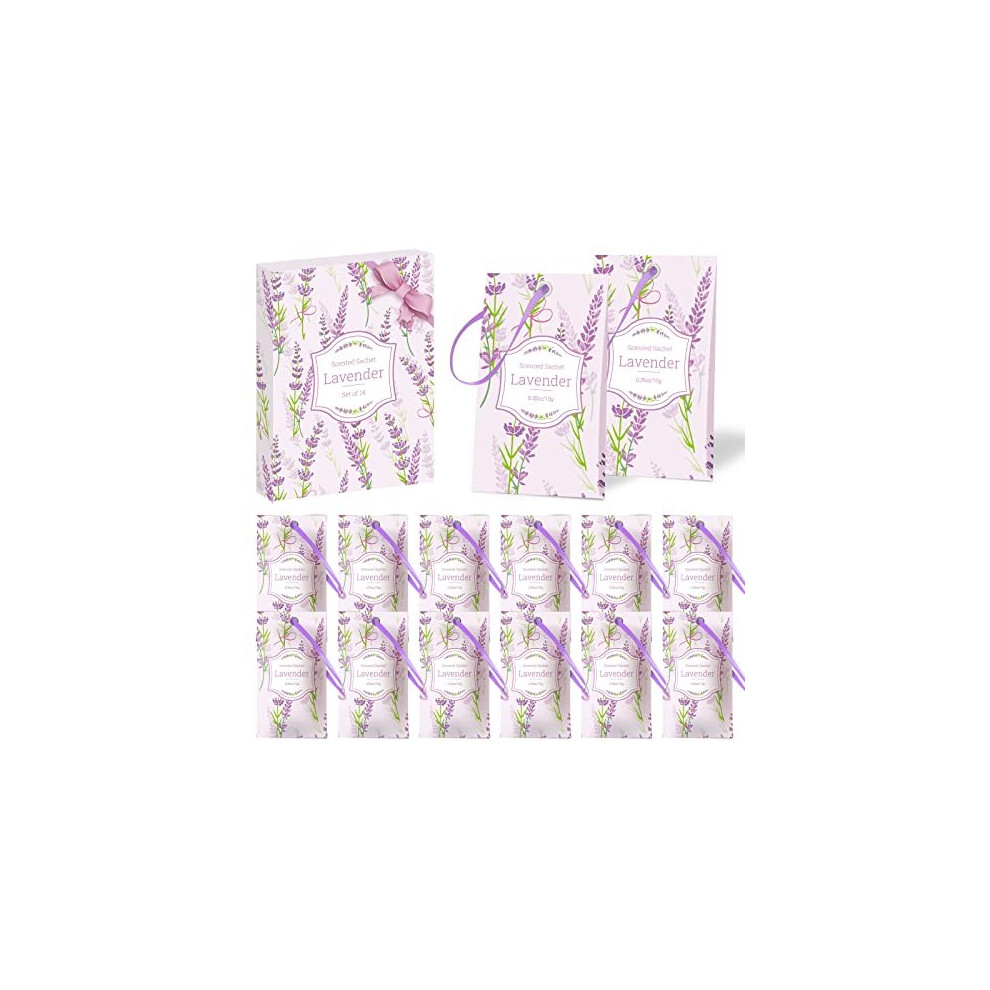 Lavender Scented Sachets Bags, Drawer Scented Sachets, Pack of 14, For Wardrobe Room Bathroom Car