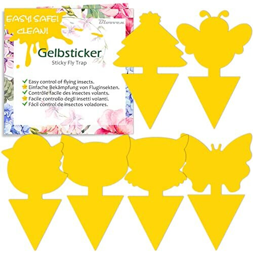 60 PCS Fruit Fly Traps, Double-sided Fungus Gnat Sticky Catcher For Multiple Insects, Plant Fly Control Indoor (60 PCS)