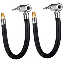 2Pcs Inflator Pump Hose Adapter with Locking Air Tyre Tire Chuck, Braided Flexible Tyre Portable Valve Clip for Motorcycle Car Bicycle Pipe Air Tool