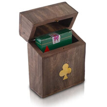 Unique Birthday Gift Ideas Handcrafted Classic Wooden Playing Card Holder Deck Box Storage Case Organizer With Premium Quality 'Ace' Playing Cards