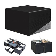 Cube Garden Furniture Covers Waterproof, 125x125x71cm Rattan Cube Set Cover, Garden Square 420D Heavy Duty Outdoor Patio Table Cover, Windproof,