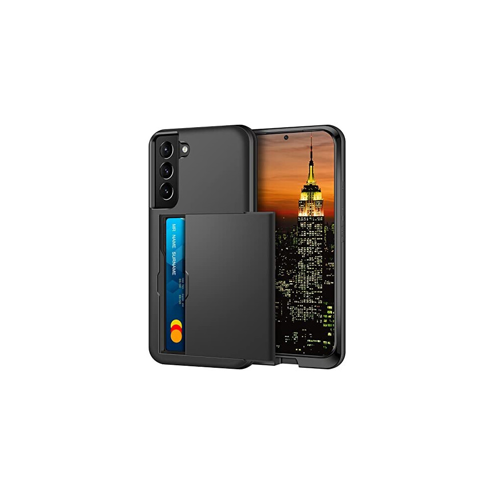 Coolden For Samsung S22 Case Wallet Case Armor Shockproof Case Heavy Duty Protective Case Hard Pc Back Soft Tpu Bumper Card Holder Slot Wallet Case Cover For