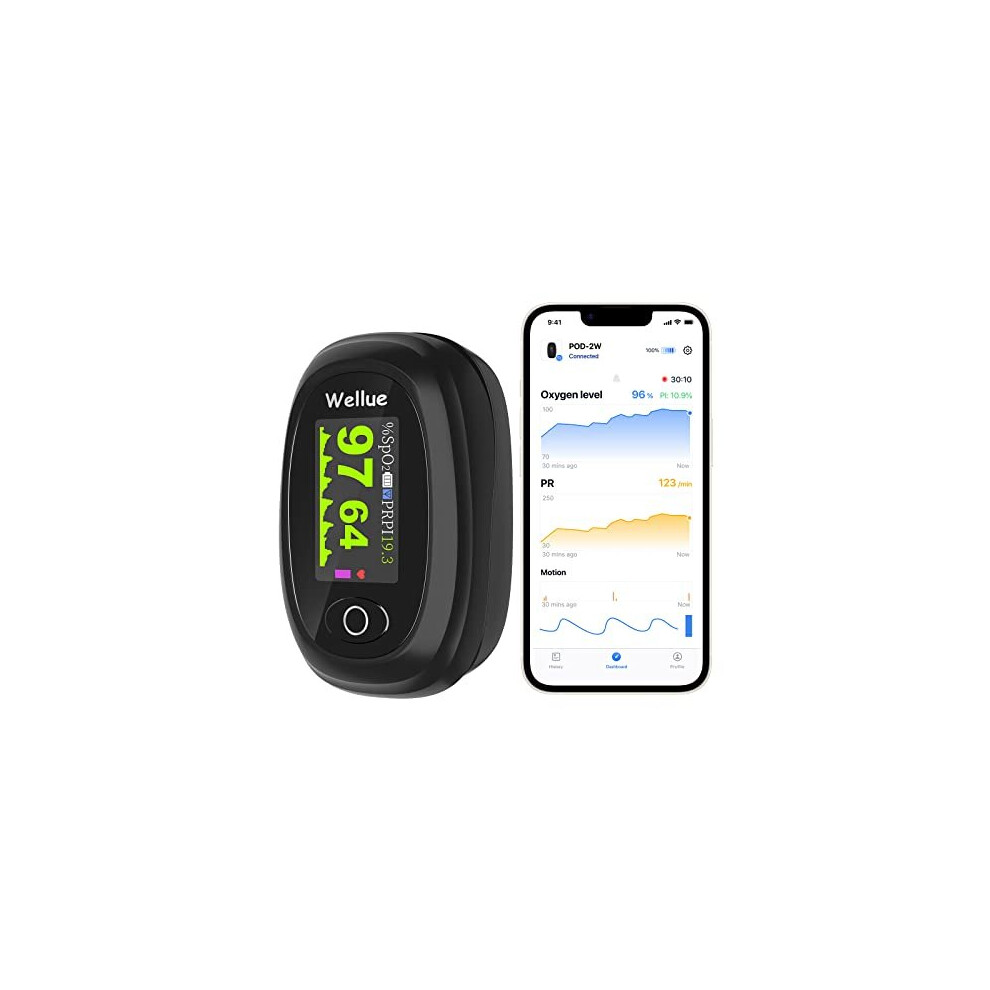 Pulse Oximeter Fingeroximeter with Bluetooth，Oxygen Monitor Finger Adults with Free App，Monitor Blood Oxygen Saturation and Heart Rate, with Alarm