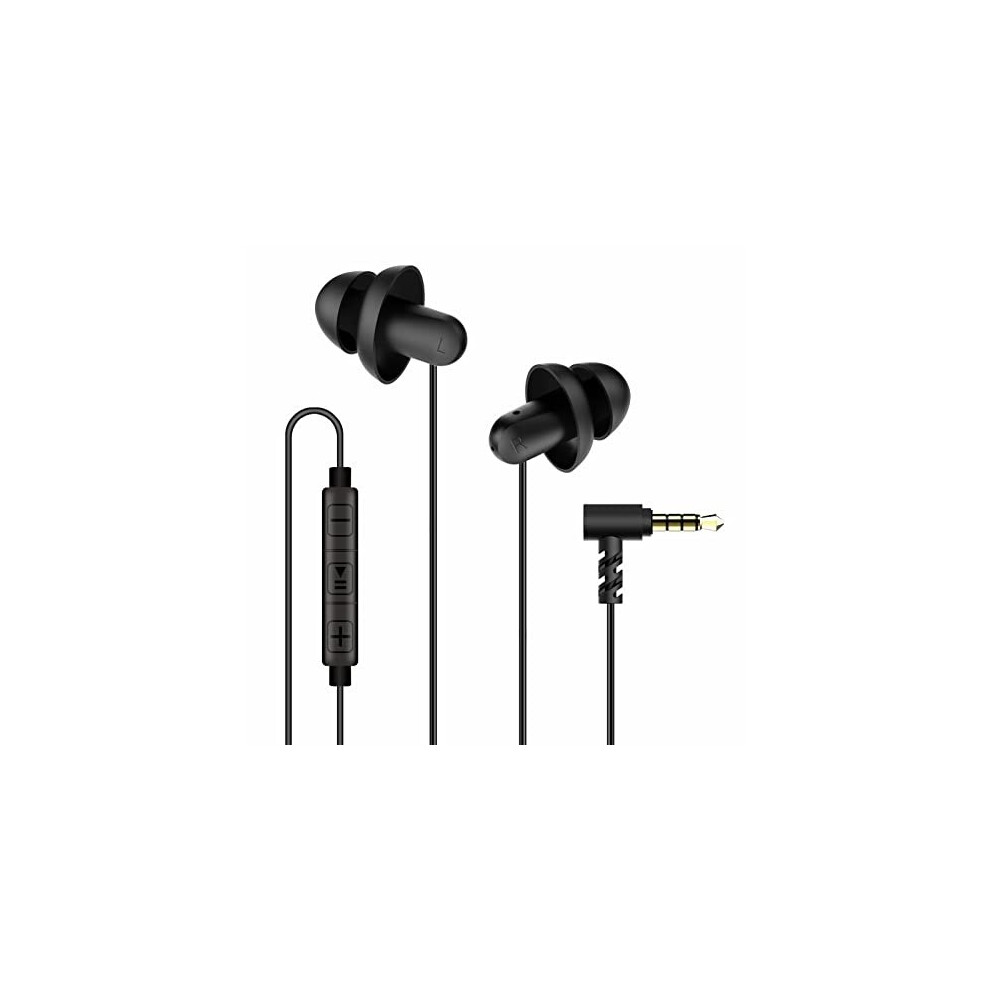 Sleep Earbuds, Soft Lightweight Earbuds Wired with Mic and Volume Control, Noise Reduction Sleep Headphones 3.5mm Tangle Free for Side Sleepers,