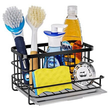 Sink Caddy Sink Tidy, Kitchen Sink Organiser Kitchen Tidy with Drip Tray, Sink Caddy Organiser for Dish Brush, Sponge & Kitchen Accessories, Stainless
