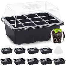 Seed Trays, 10 Pack 120 Cells Seed Trays for Seedlings Reusable Seed Trays with Lids Propagator Tray Growing Starter Tray, Germination Trays Kit