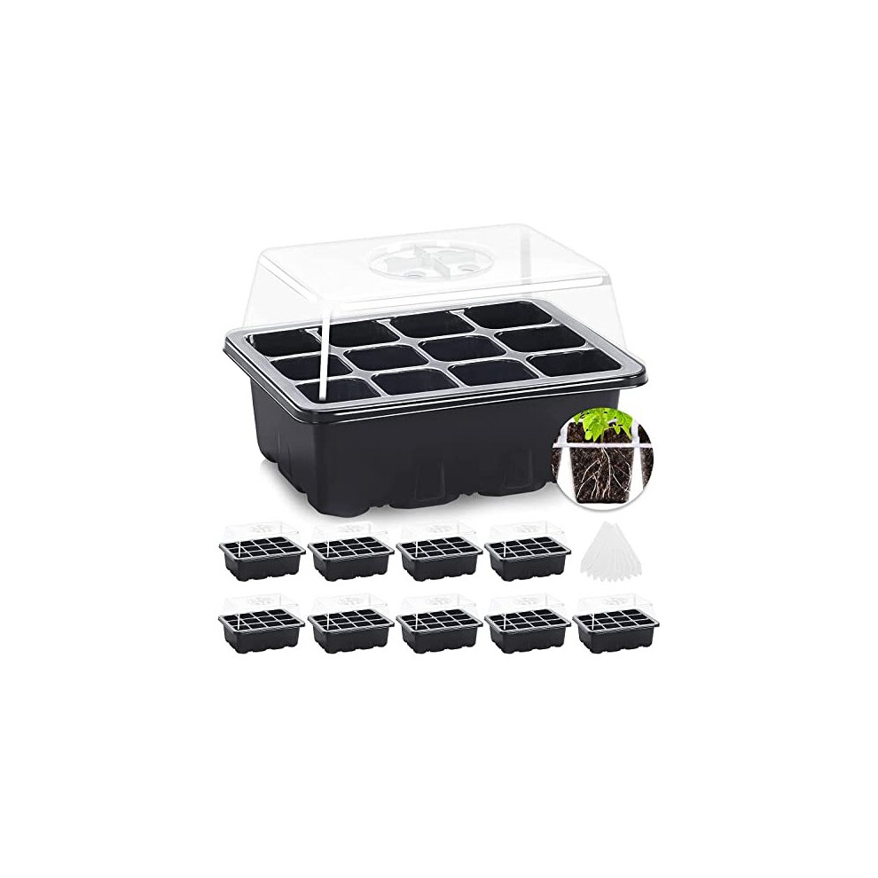 Mixc Seed Trays, 10 Pack 120 Cells Seed Trays For Seedlings Reusable Seed Trays With Lids Propagator Tray Growing Starter Tray, Germination Trays Kit