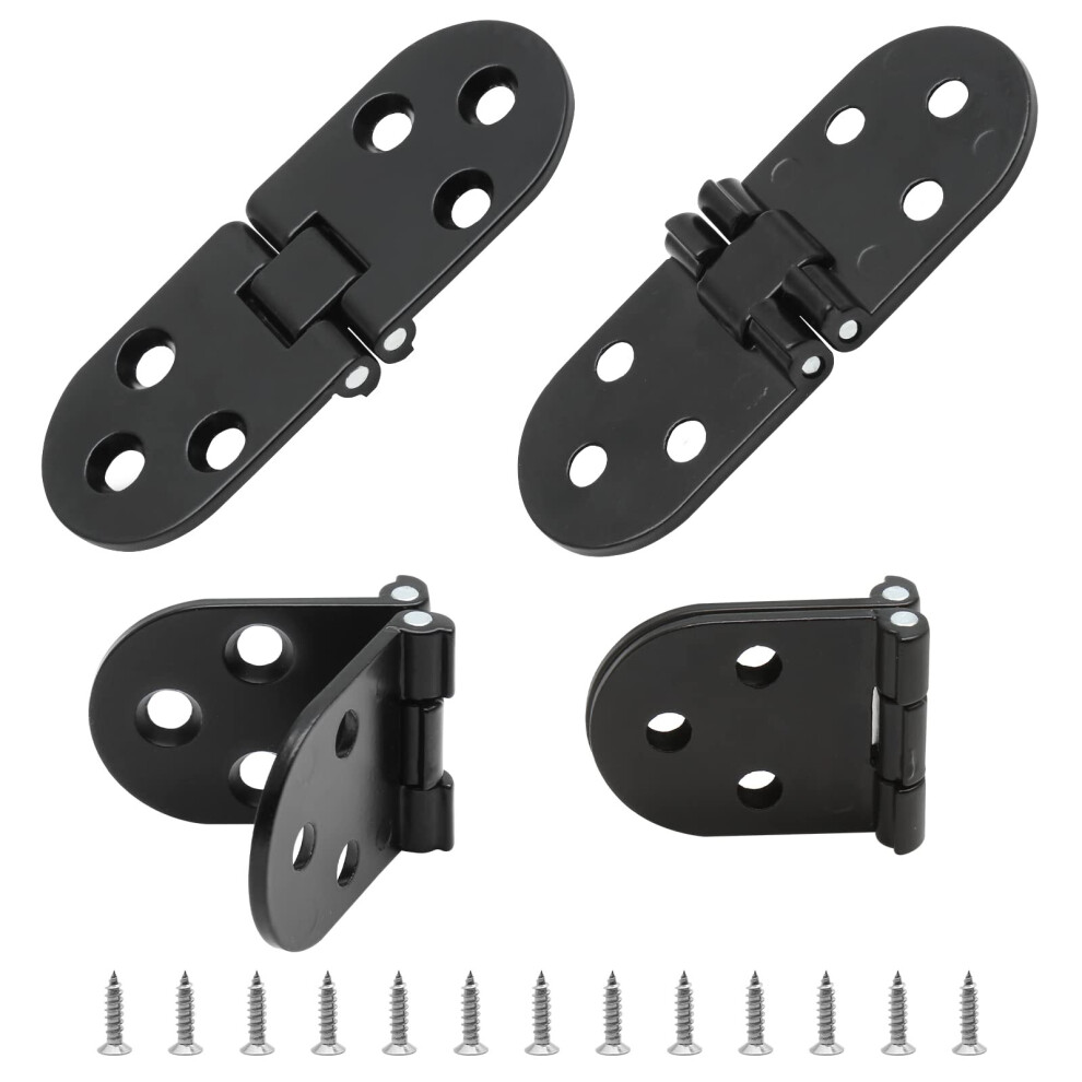 4PCS Folding Table Hinge with Screws, 180 Degree Hinge Round Cabinet Hinge Heavy Duty Hinges, Folding Flip Top Hinge Zinc Alloy Hinges for Cupboard