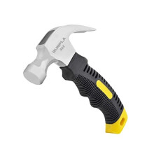 8oz Stubby Claw Hammer and Nails Puller, Carbon Steel Curved Framing Hammer Light Weight Tool for Construction Demolition Prying Splitting Tearing