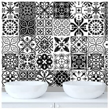 24pcs Moroccan Tile Stickers 15x15cm Bathroom Tile Stickers for Kitchen Transfers Cover Stick On Tiles Peel and Stick Wall Decals Waterproof
