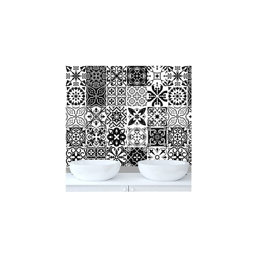 24Pcs Moroccan Tile Stickers 15X15cm Bathroom Tile Stickers For Kitchen Transfers Cover Stick On Tiles Peel And Stick Wall Decals Waterproof 5011145541087