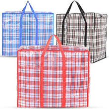 3 Pack Extra Large Laundry Storage Bags, Durable Storage Bags With Zips Nylon Checkered Waterproof Reusable Shopping Bag, Box Shape Clothes Bag for