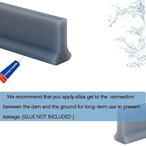 1M Grey Silicone Shower Threshold Water Barrier,Wet Room Floor Water Barrier,Shower Bathroom ...