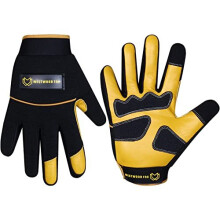 WESTWOOD FOX Leather Gardening Gloves - Thorn-Proof, Knuckle Protection, Rose Pruning, Heavy-Duty Garden Work (Size M, Yellow, Unisex)