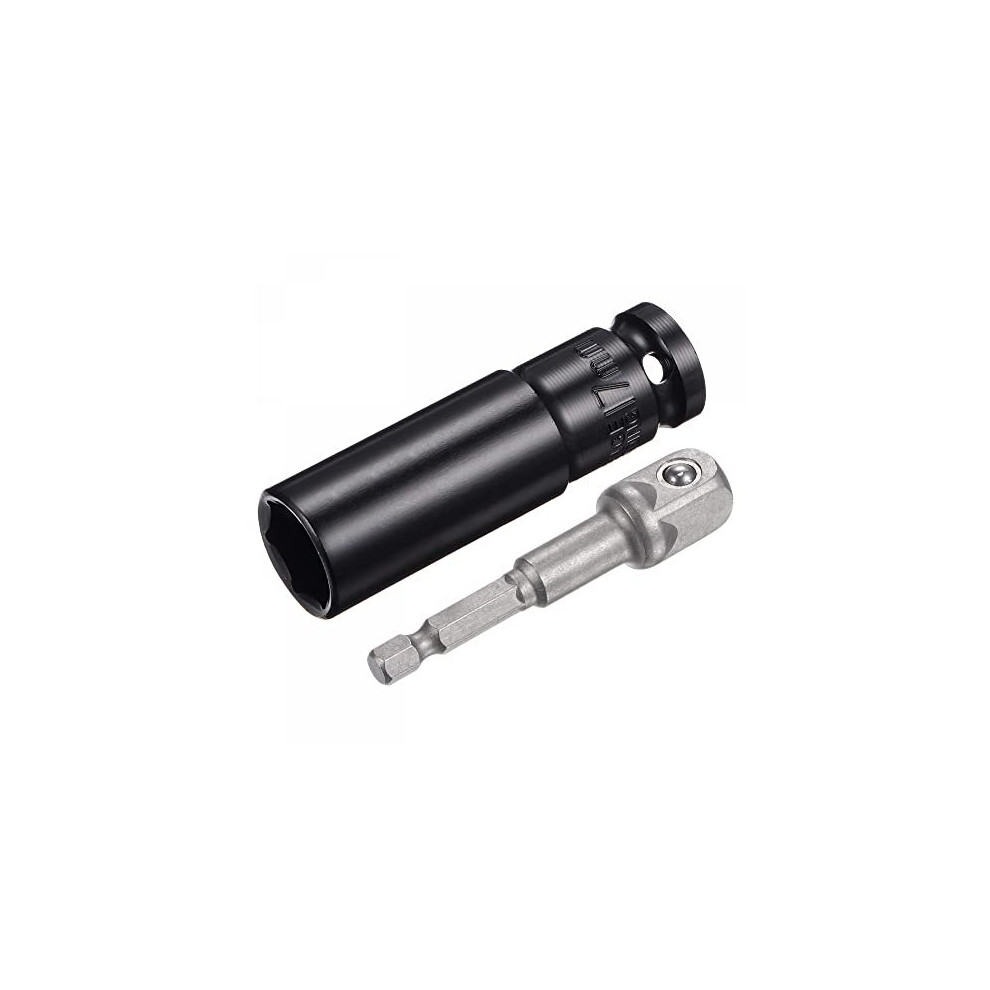 1/2" Drive Socket Accessory Set, 17Mm Deep 6-Point Impact Socket 3" Length And 1/4" Hex Shank Adapter 5011145543340