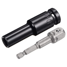 1/2" Drive Socket Accessory Set, 10mm Deep 6-Point Impact Socket 3" Length and 1/4" Hex Shank Adapter