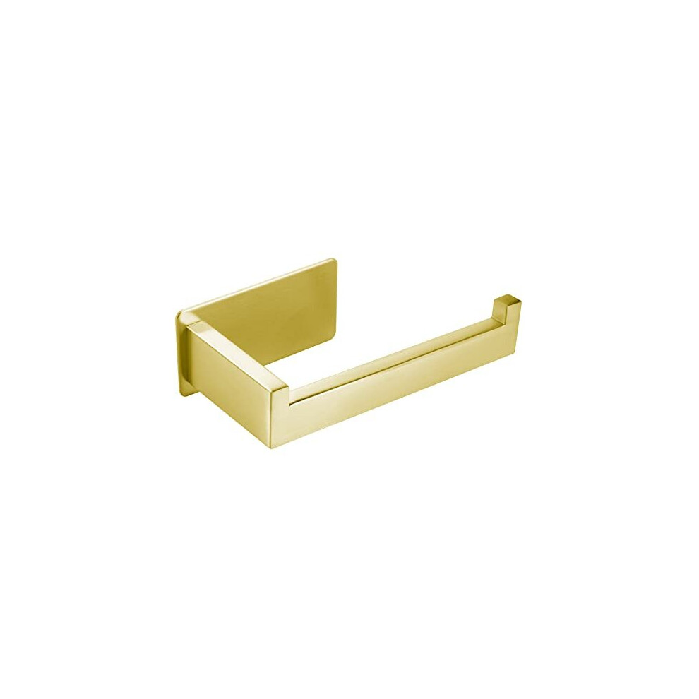 Toilet Roll Paper Holder Self Adhesive Storage Holders Free Standing Stainless Steel Tissue Hanger for Bathroom and Kitchen Accessory Square 304 (Gold