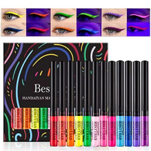 12 Colors Matte Liquid Eyeliner Set UV Glow Neon Rainbow Colorful Eyeliner Pencil Waterproof Long Lasting Smudge-proof Eye Liners Makeup Set Gift For