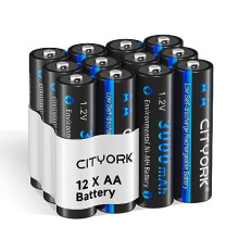AA Rechargeable Batteries, 3000mAh High Capacity 1.2V NiMH Pre-charged Battery with Low Self Discharge, Pack of 12