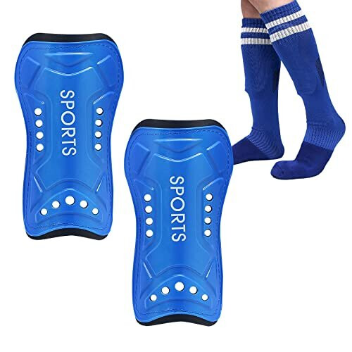 Football Boys Shin Guards Football Shin Pads Guards Blue Soccer